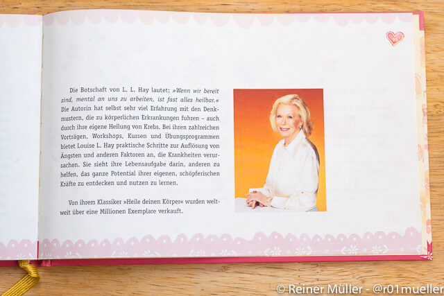 Ein Foto von Louise L. Hay in dem Buch "Heile Deinen Körper". (c) Lüchow in J. Kamphausens Verlag, Bielefeld. (c) Foto im Original: Louise L. Hay